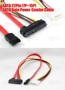 SATA 22Pin 7P 15P SATA Data Power Extension Combo Cable Male IDE Molex