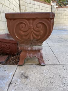 Vintage Concrete pots and garden chair