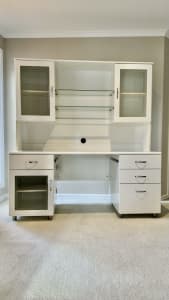 All white desk with matching hutch