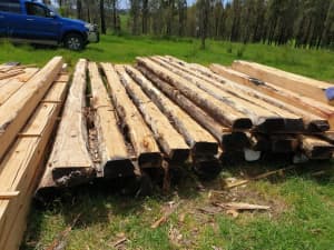 Rough sawn timber posts