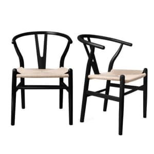 Levede 2x Dining Chairs Wooden Hans Wegner Chair Wishbone Chair Cafe