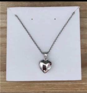 9ct White Gold Chain with Heart Pendant