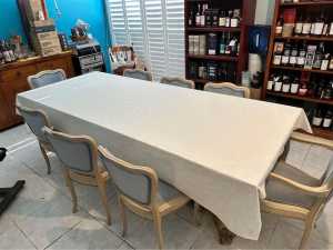 8 Seat Dining Table - Ornate Dual Pedastle French Leaf Style Legs.