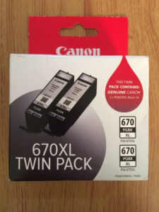 Genuine Canon PGI-670XLBK Black High Yield Inkjet Cartridge Twin Pack