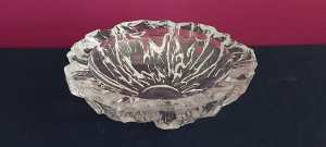 Vintage Mid Century heavy crystal textured relief bowl. 18cms diameter