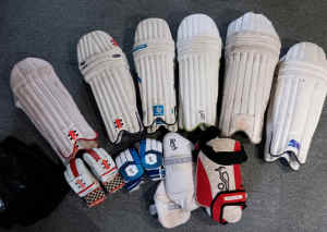 Cricket pads, gloves, thigh pads
