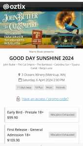 Good Day Sunshine tickets x 2