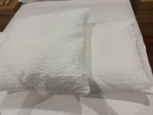 White Queen coverlet and 2 European pillows