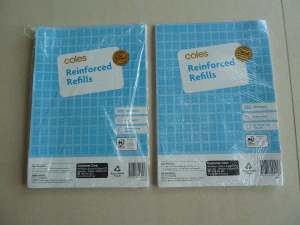 Student Stationary: 2x Coles 100 Pkt A4 8mm Ruled Loose Paper. $2EACH