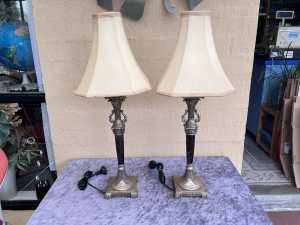 A Pair Of Bed Side Table Lamps Two Rosebud