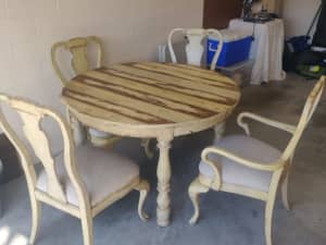 wooden 6 seater table and chairs