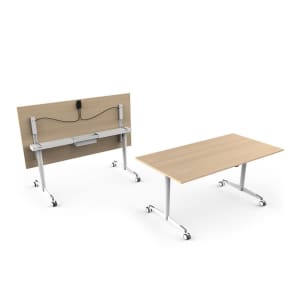 Two 1800 x 900 high quality white foldable meeting room tables