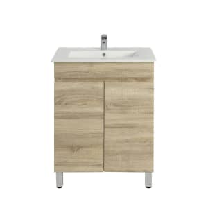 600mm Freestanding Narrow White Oak Bathroom Vanity With Legs