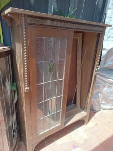 Leadlight antique display cabinet