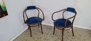 Pair of Ligna bentwood chairs made in Czechoslovakia mid century