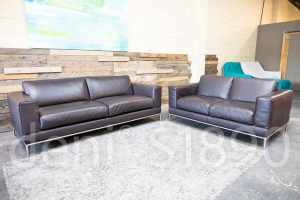 Full Genuine Leather Chocolate 5 Seater Lounge Suite. Excellent Condit
