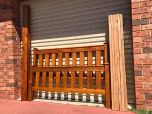 Excellent condition solid wood strong queen bed with thick wooden slat