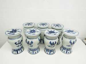 7pc Chinese Porcelain Garden Stools. Good Condition. Carlingford