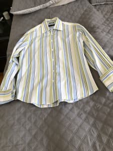 Blaq Striped Men’s Formal or Business Shirt, Double Cuffs, Size M