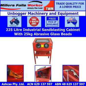 Millers Falls TWM Industrial Sandblaster Cabinet with Glass Beads