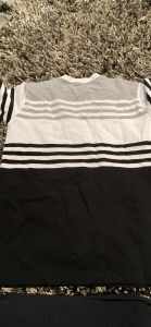 Street X tshirt (black, white and grey stripes) Size S