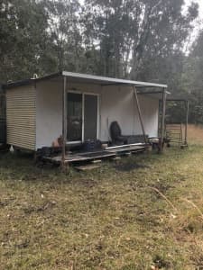 Tiny home 8 x 2.4 mtrs. Wooden floor boards. Fold out awning.