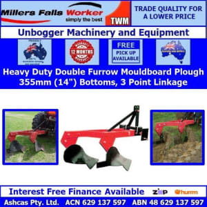Millers Falls 355mm Mouldboard Plough Double Furrow 3 Point Linkage