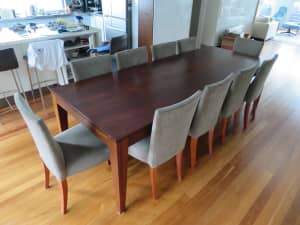Solid West Australian Jarrah timber dining table and chairs