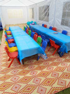 Kids chairs tables hire, kids party themes hire