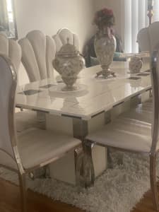 Marble dining table with chairs