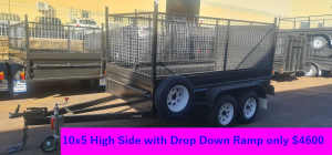 10×5 Tandem Box Trailer High Side with ramp and 900mm Cage