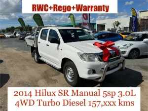 2014 Toyota Hilux KUN26R MY14 SR (4x4) White 5 Speed Manual Dual Cab Chassis