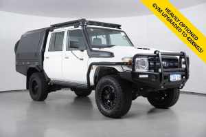 2023 Toyota Landcruiser 70 Series Vdjl79R LC79 Workmate White 5 Speed Manual Double Cab Chassis Bentley Canning Area Preview