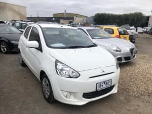 2014 Mitsubishi Mirage LA ES White Continuous Variable Hatchback Hoppers Crossing Wyndham Area Preview