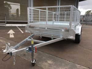 8 x 5 SINGLE AXLE HOT-DIP GALVANISED TILTING BOX TRAILER 750KG ATM  with 600mm mesh cage St Marys Penrith Area Preview