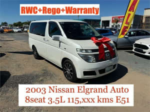 2003 Nissan Elgrand E51 White 5 Speed Automatic Wagon Archerfield Brisbane South West Preview