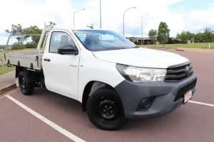 2019 Toyota Hilux TGN121R Workmate 4x2 Glacier White 5 Speed Manual Cab Chassis