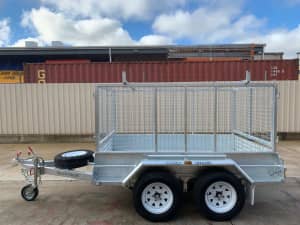 8X5 COMMERCIAL GALVANISED TANDEM TRAILER WITH CAGE BRAKES & RAMPS