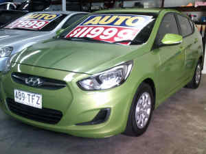 2013 Hyundai Accent RB Active Green 4 Speed Sports Automatic Hatchback