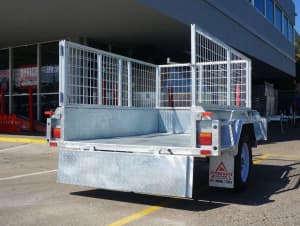 SALE New 7x4 Galvanised Caged Box Trailer For Sale Garden Trailer