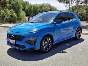 2022 Hyundai Kona OS.V5 MY23 N-Line D-CT AWD Premium Blue 7 Speed Sports Automatic Dual Clutch Wagon