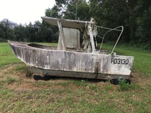 Unfinished twin hull fishing boat 