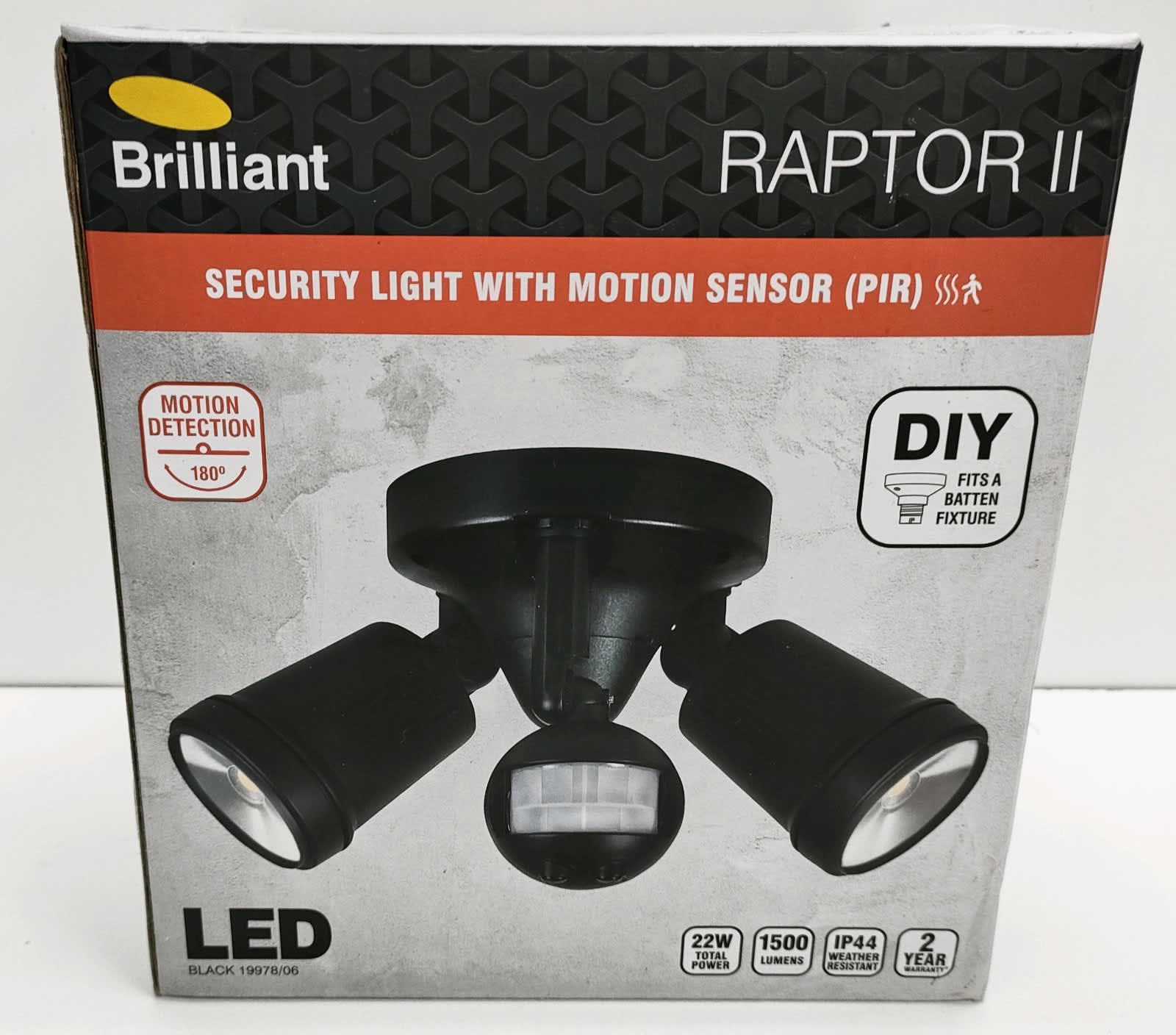 brilliant 22w black diy led raptor twin security sensor light