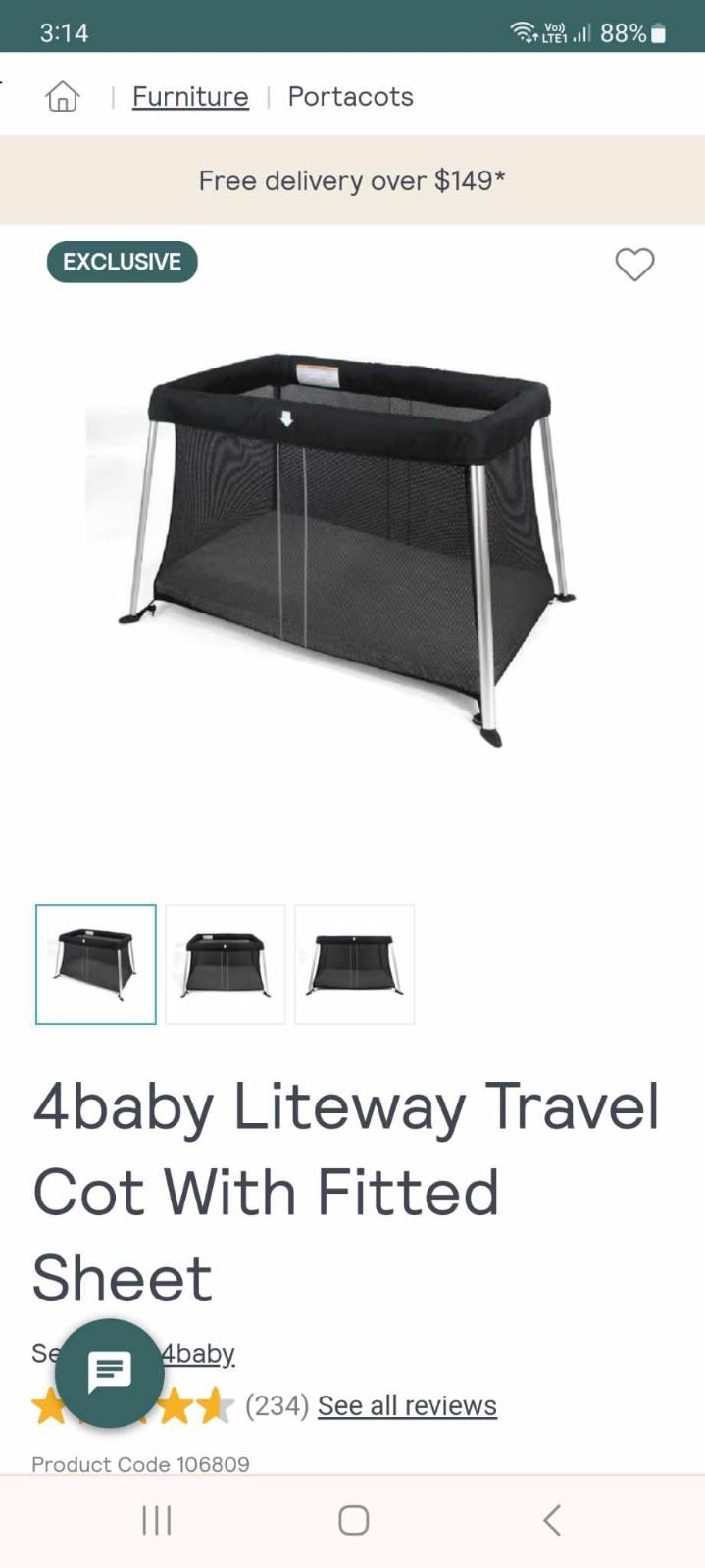 4baby liteway clearance travel cot