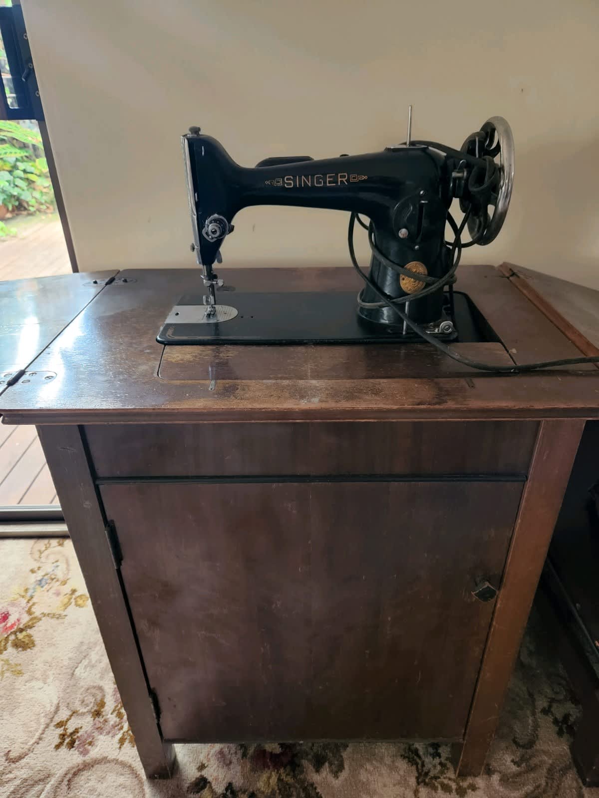 Singer Sewing Machine 1940's Electric with Cabinet Console