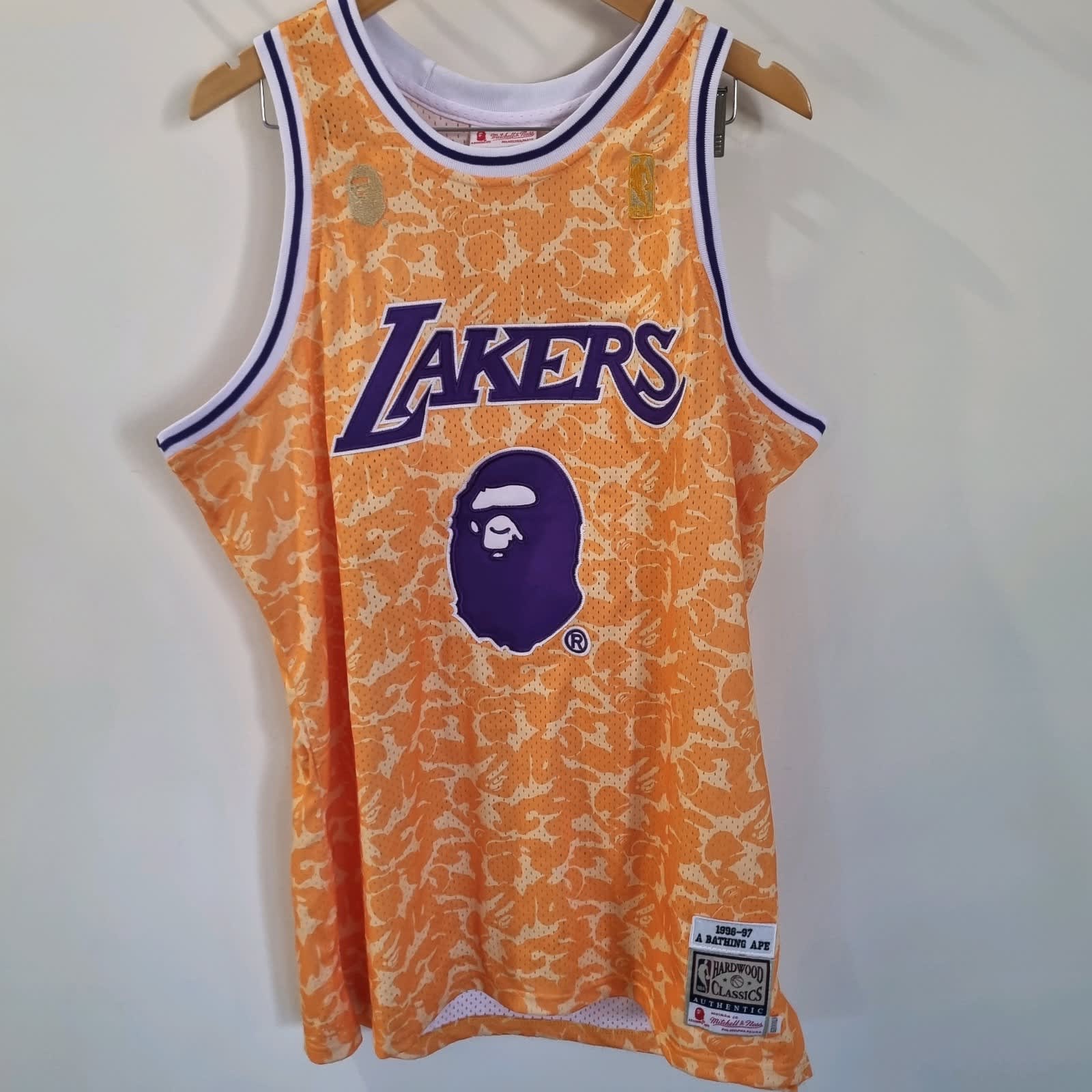 BAPE x Mitchell & Ness Lakers ABC Basketball Authentic Shorts Yellow Men's  - FW18 - US
