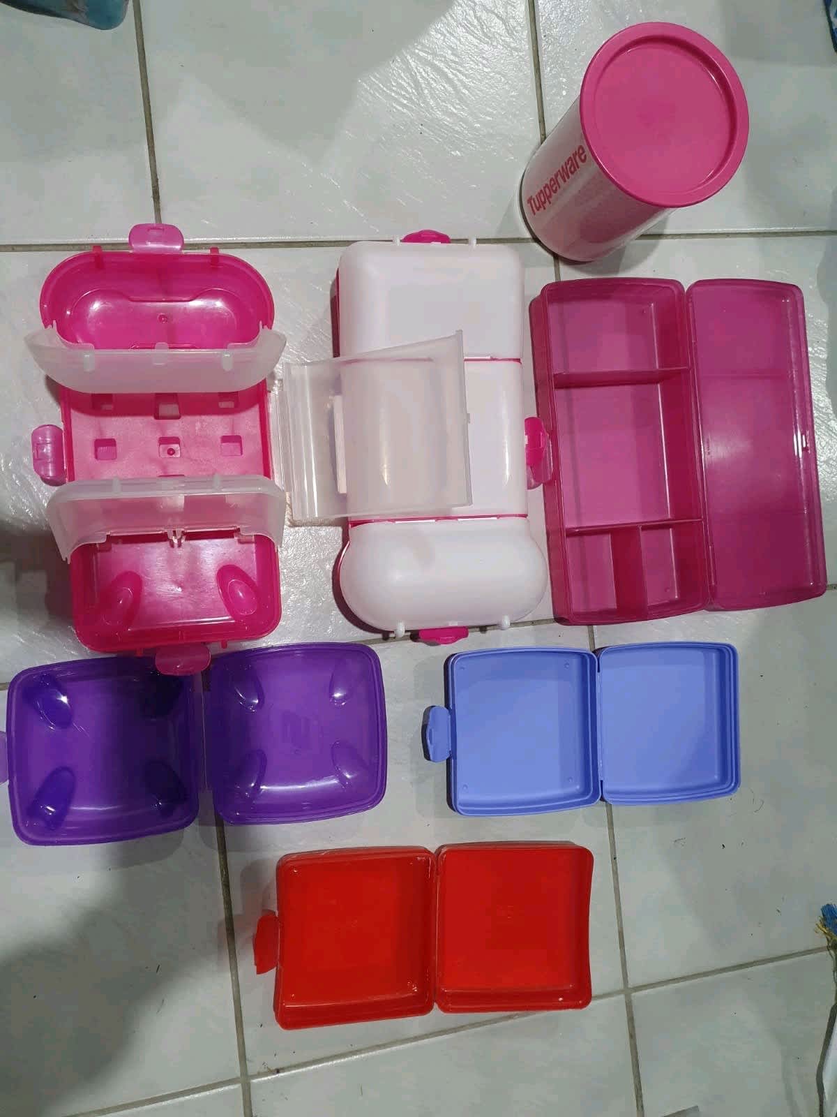 Tupperware Plastic Snack Box Klik Klak Container 250ml set of 3