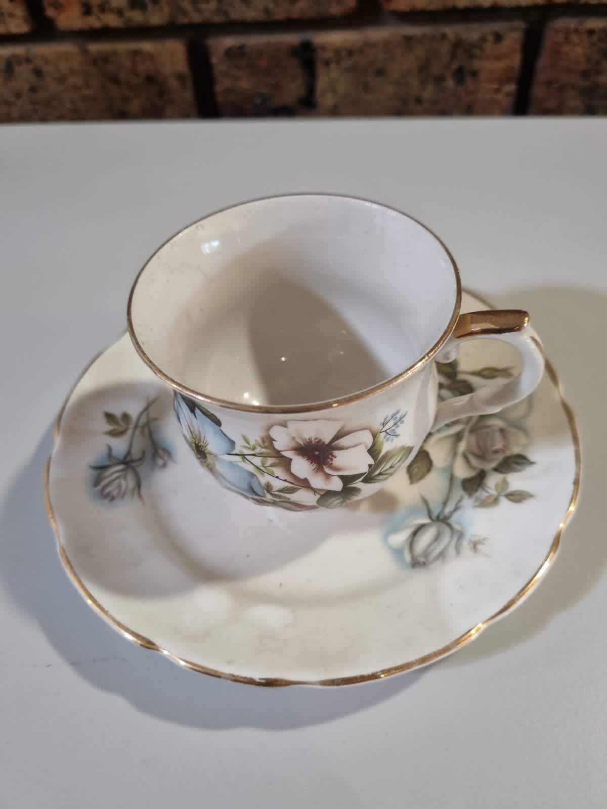 Vintage Old Foley Wales Teacup, James Kent, Daffodil, Souvenir, Spinning 2024 Wheel