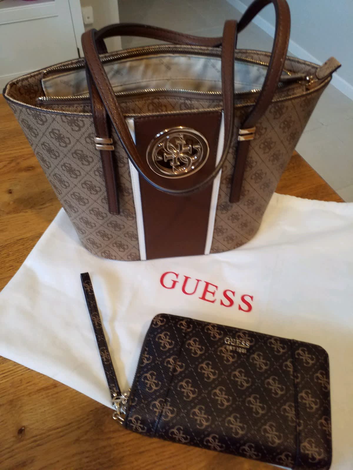 Guess, Bags, Guess Delaney Cognac Tote New With Tags And In Original  Packaging
