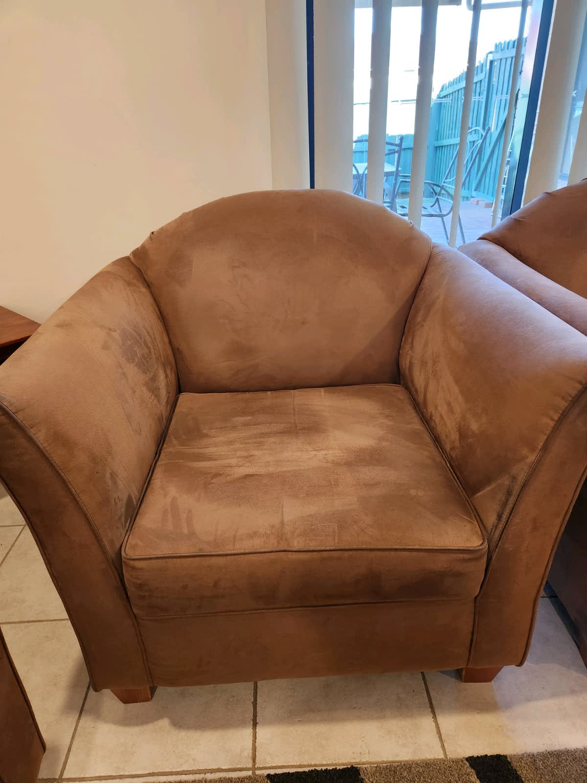 brown suede lounge chair